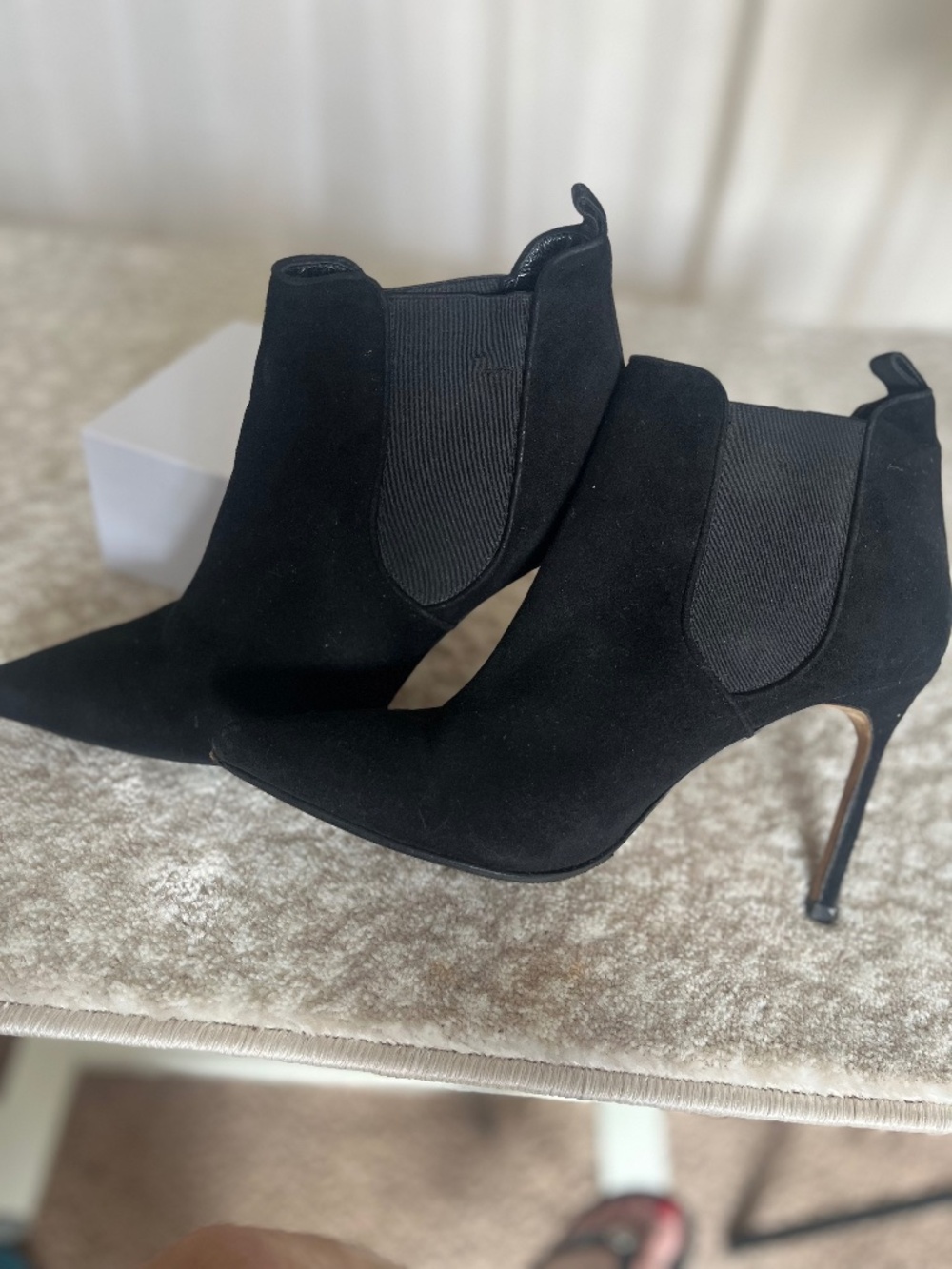 Manolo Blahnik Black Suede Stiletto Ankle Boots